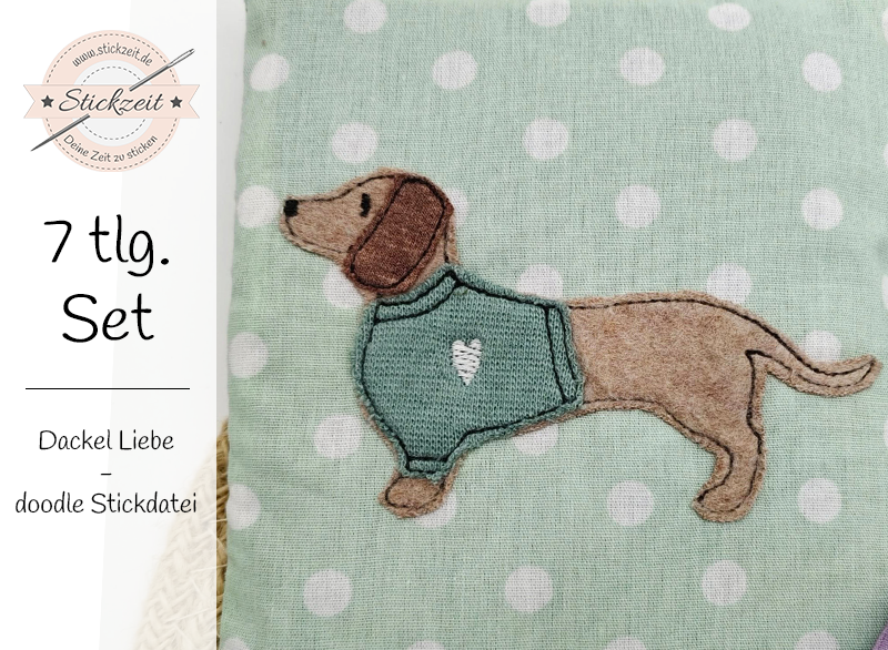 Dackel Liebe - doodle Stickdatei